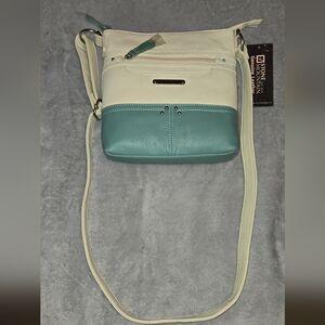 Stone Mountain Accessories Cream and Teal Crossbody Bag